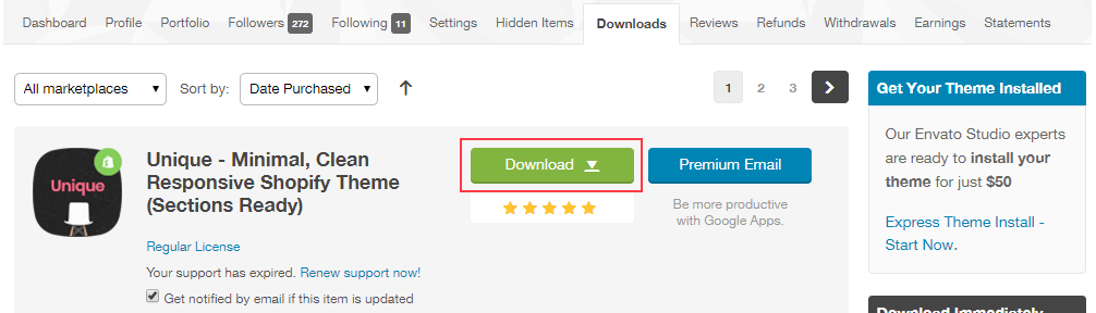 Upload theme