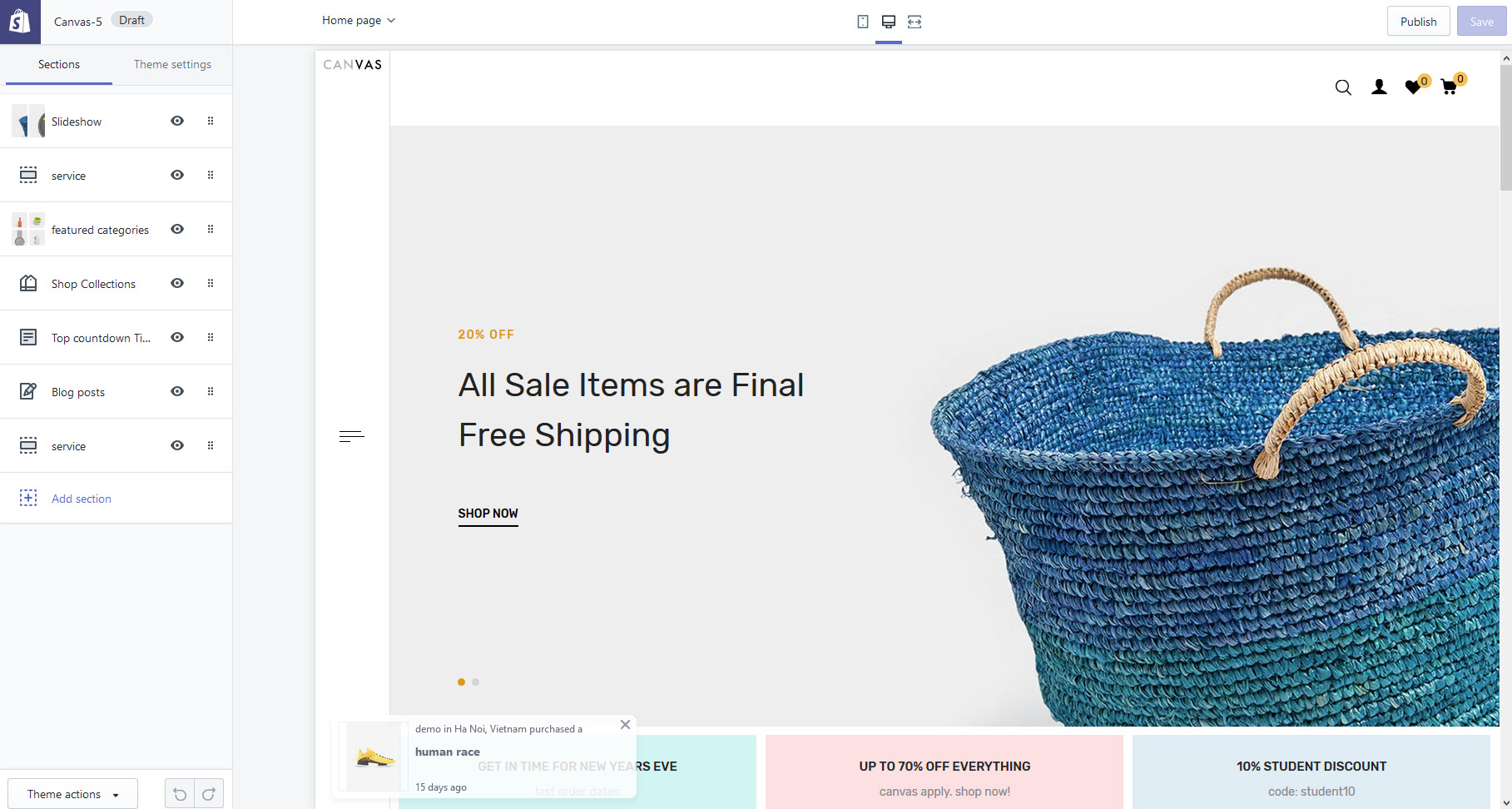 Upload theme