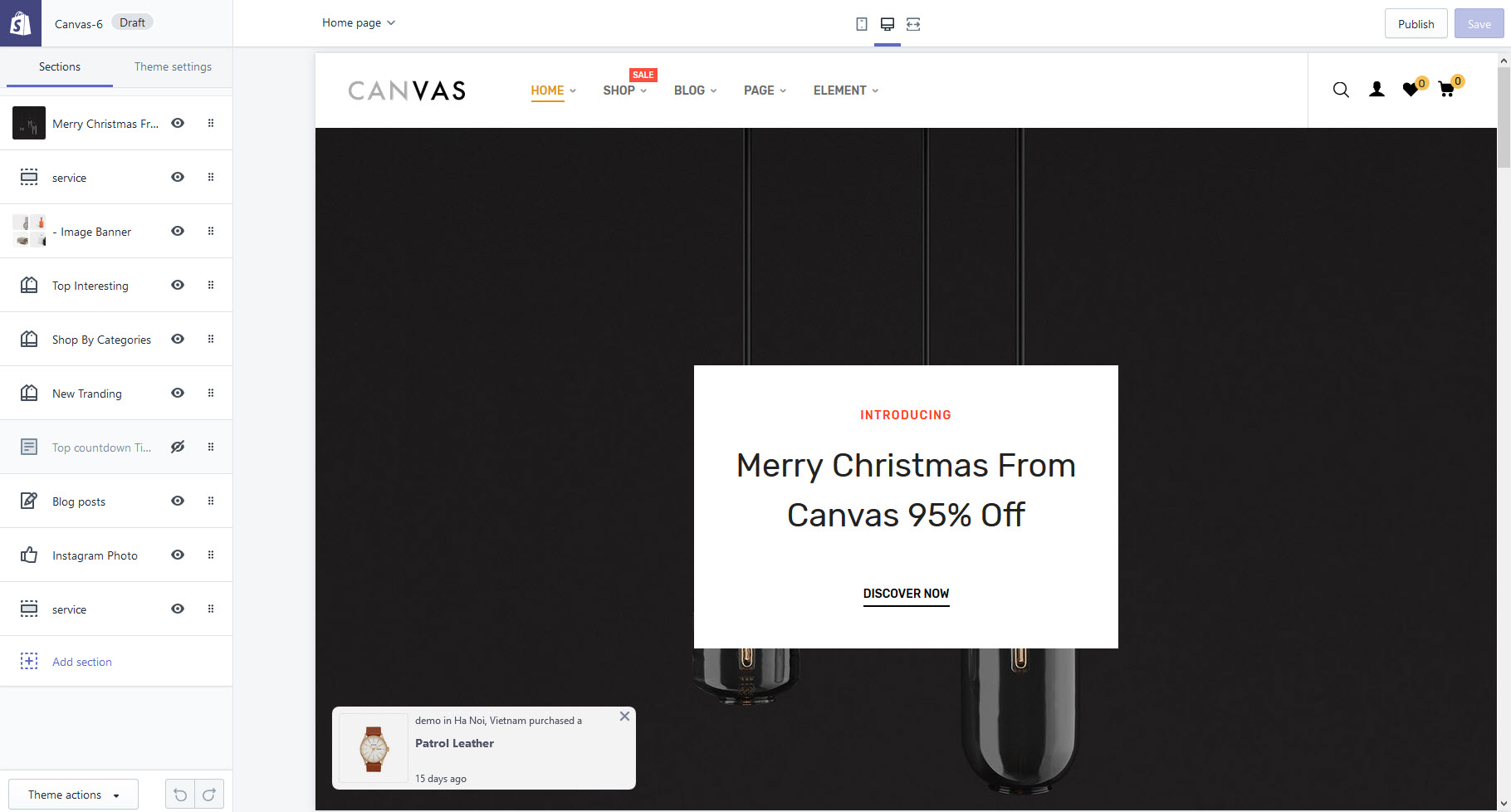 Upload theme