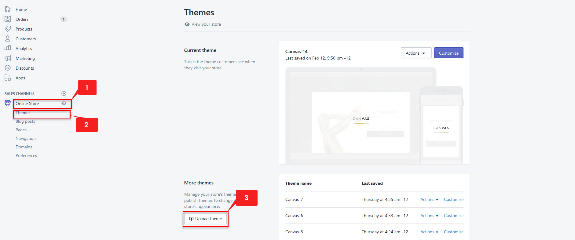 Upload theme