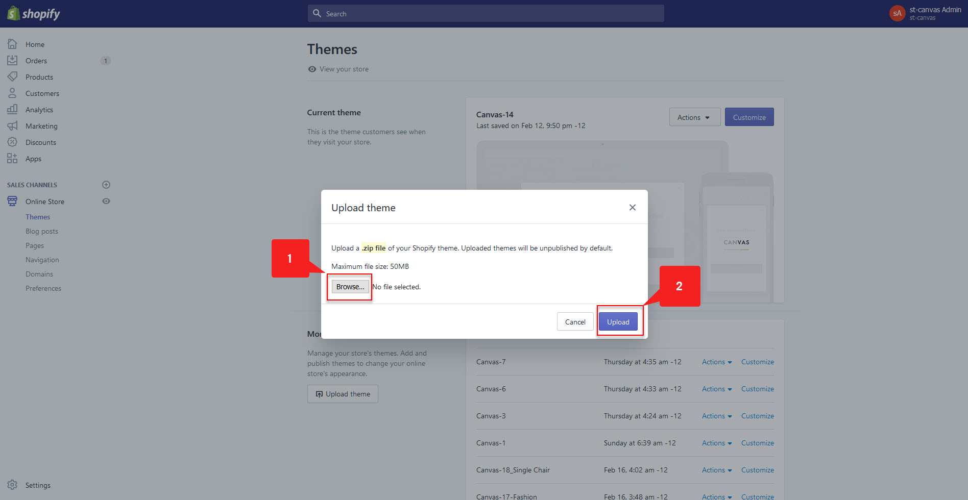 Upload theme