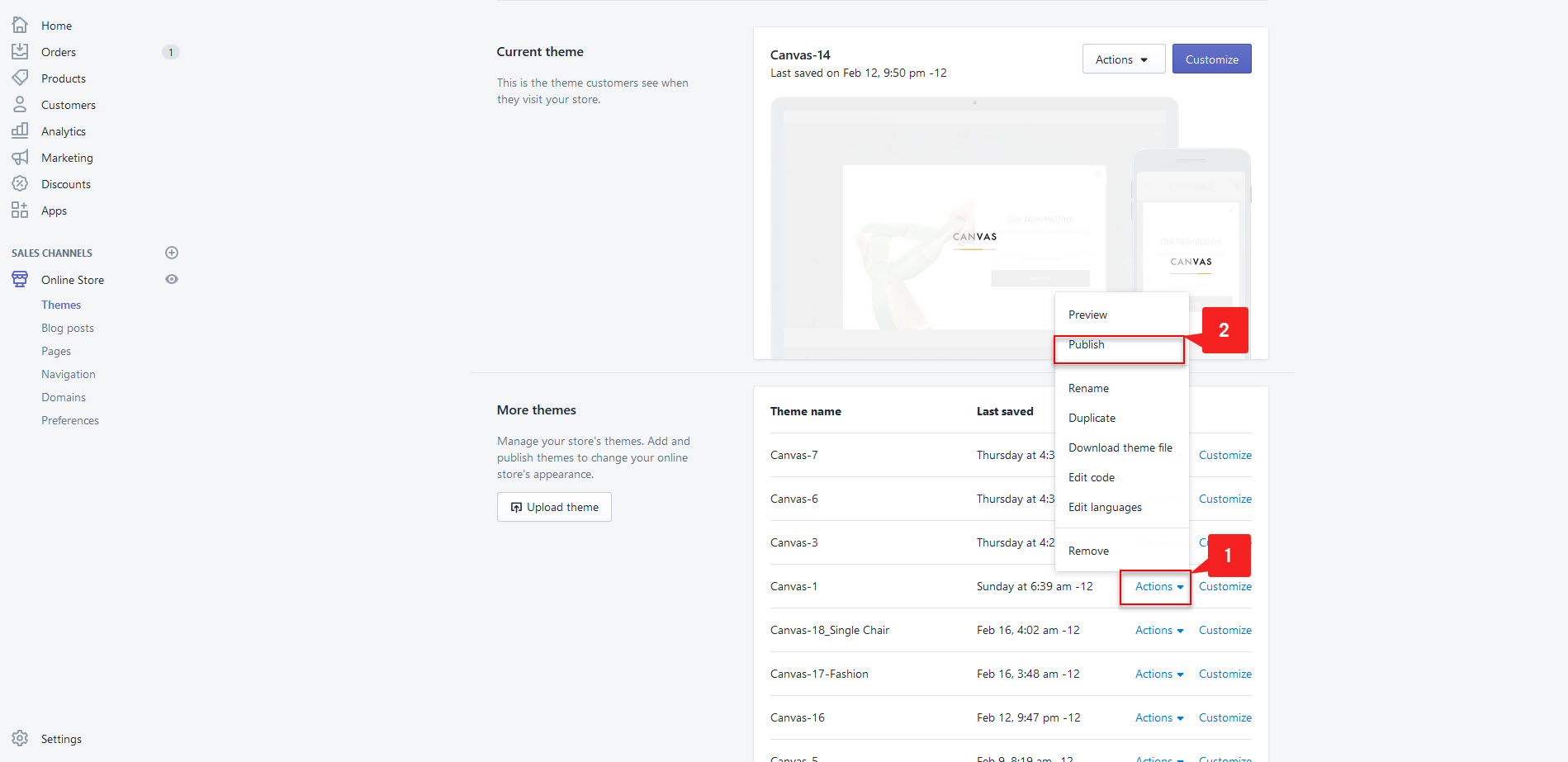 Upload theme