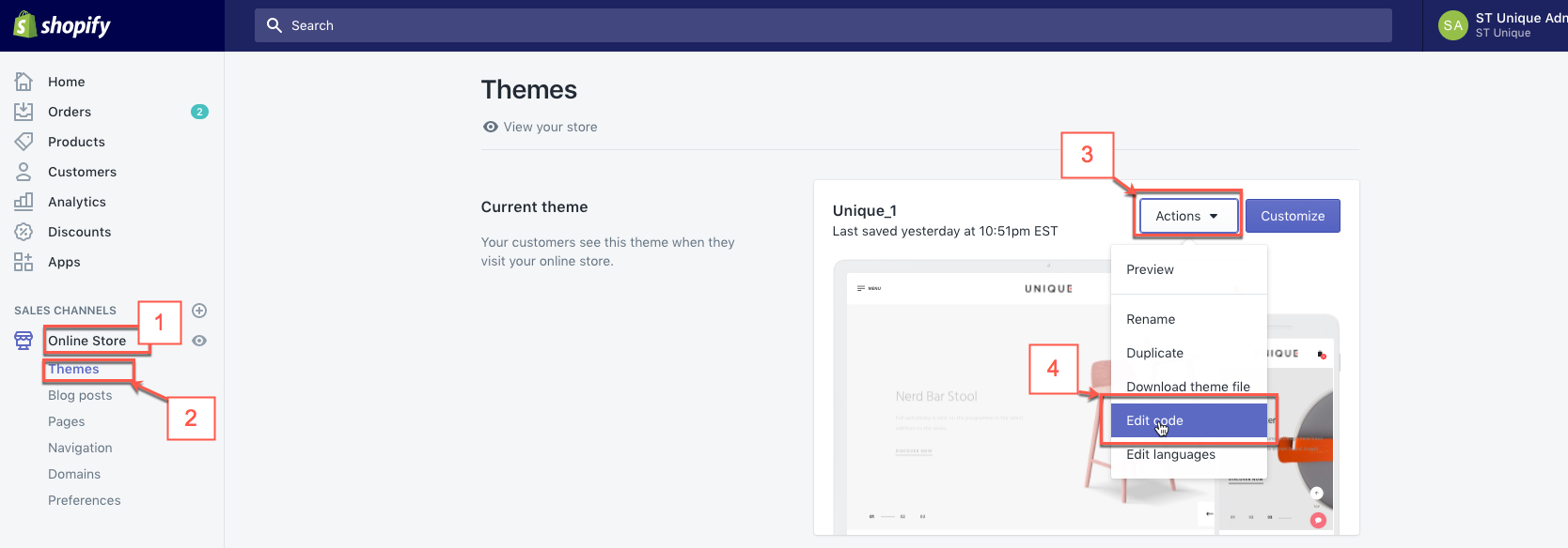 Upload theme