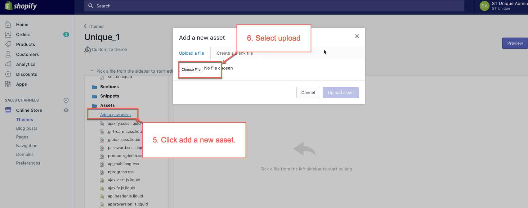 Upload theme