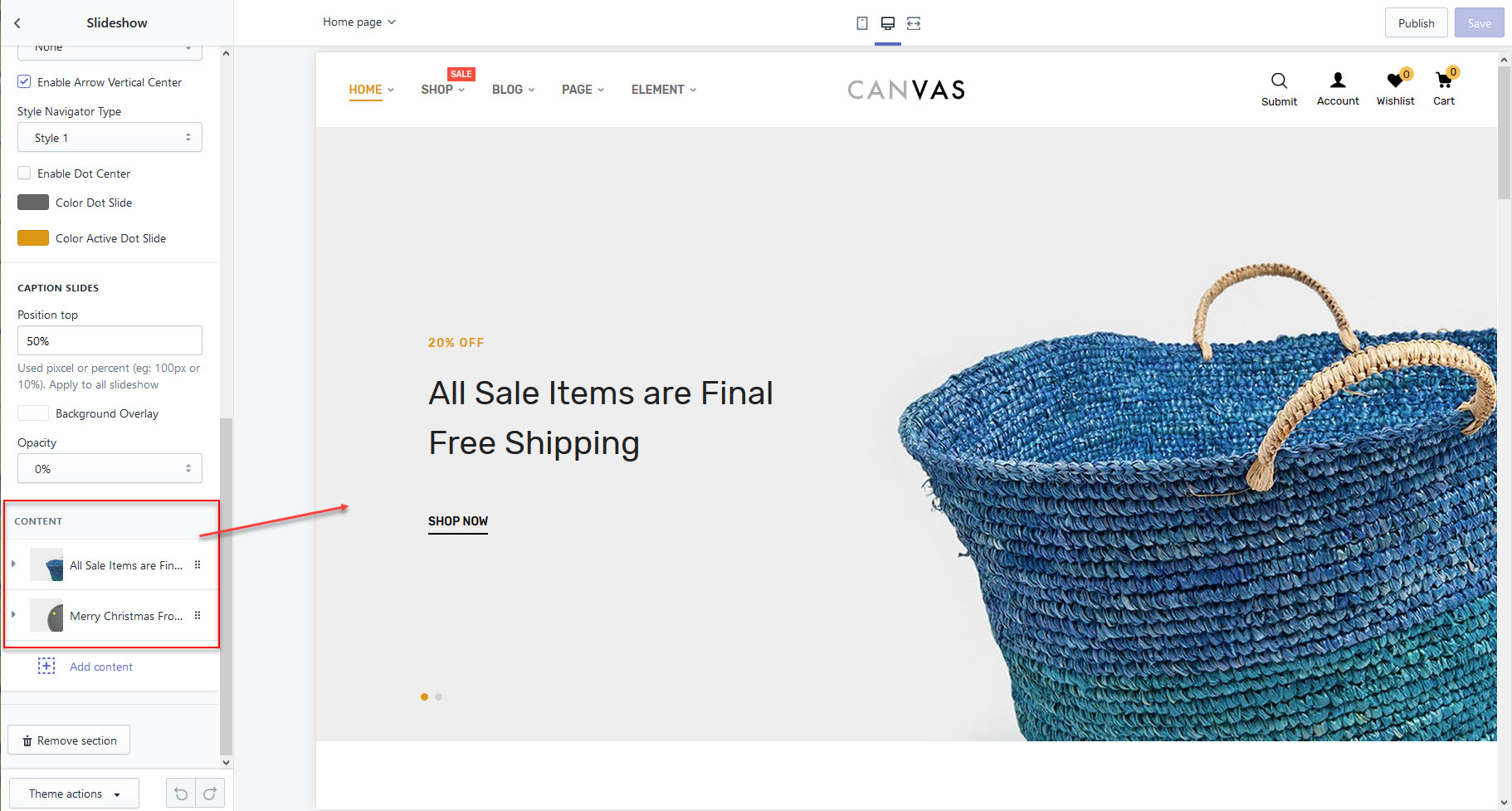 Upload theme