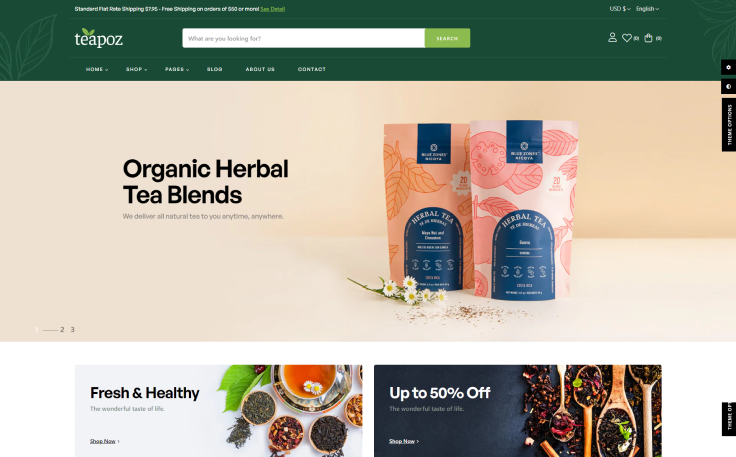 Leo Teapoz - Organic Green Tea Shop Prestashop 8.x Theme